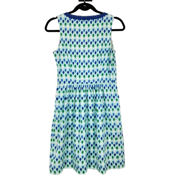 Vineyard Vines Sleeveless Blue Green V-Neck Paint Polka Dot Dress Size 0 - Picture 4 of 4